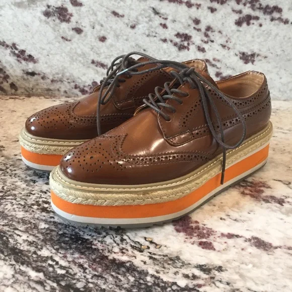 PRADA | Platform Jute Espadrilles Brogues Size 38 - Picture 2 of 16